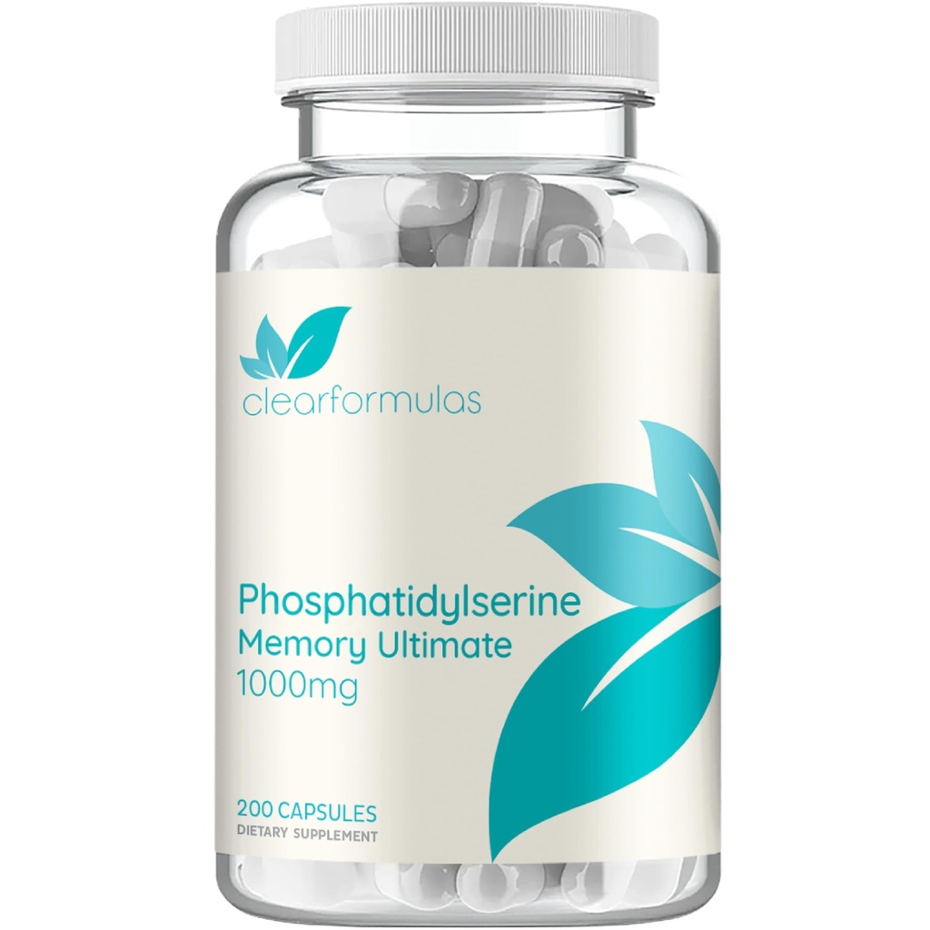 Fosfatidylserin Nootropics Brain Support Supplement - Avancerad minnestillägg för hjärnfunktionsstöd med DMAE Gotu Kola och Ginkgo Biloba - Non-GMO Vegan & Made in the US (60+ portioner)