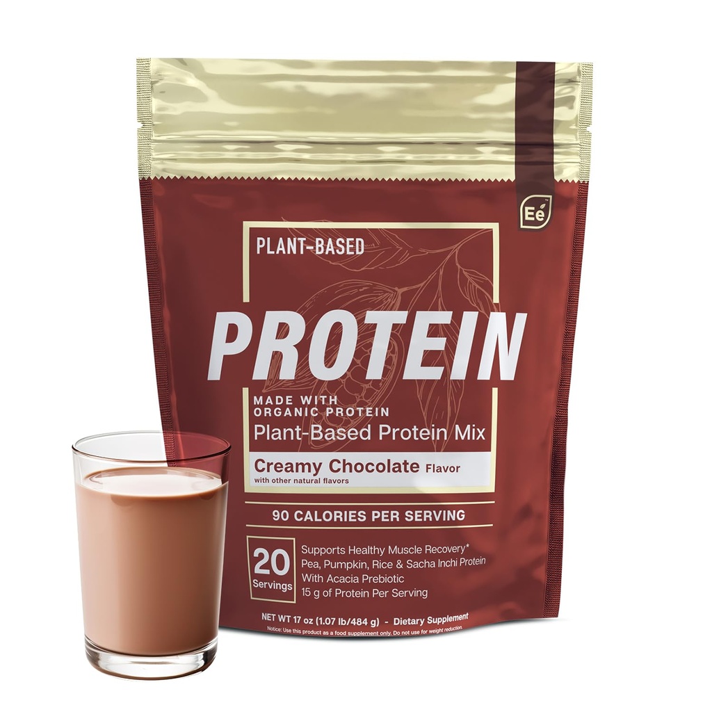 Essential Elements Pea Protein Powder - Creamy Chocolate | Low-carb Plant-Based Vegan Blend - Keto-Friendly och Gluten-Free | 20 portioner, 17 oz