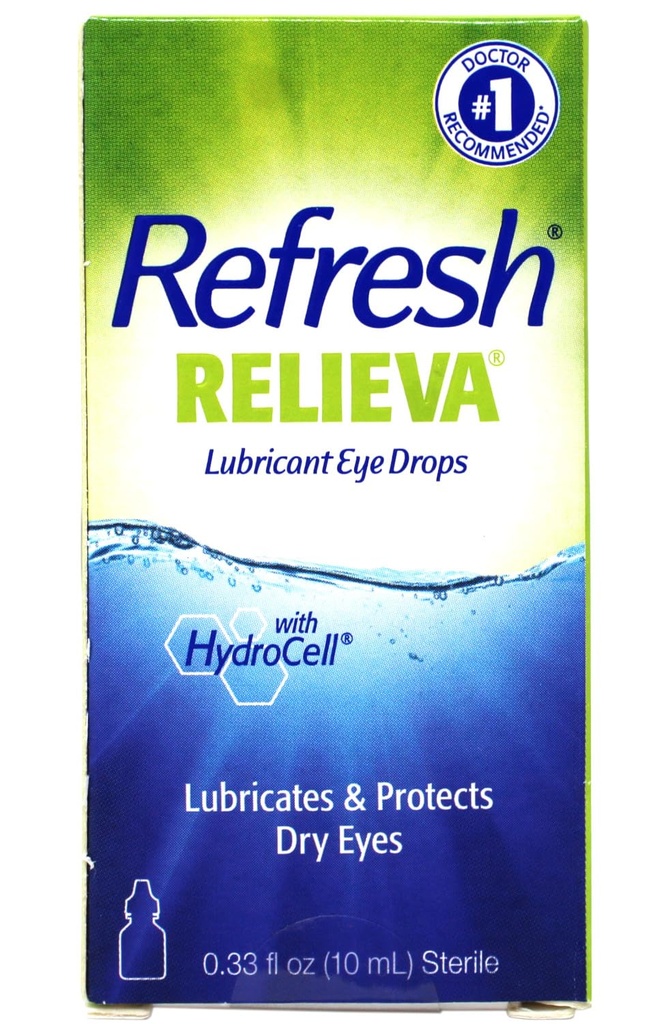 Relieva Lubricant Eye Drops, Lubricates & Protects Dry Eyes, 0,33 FL OZ