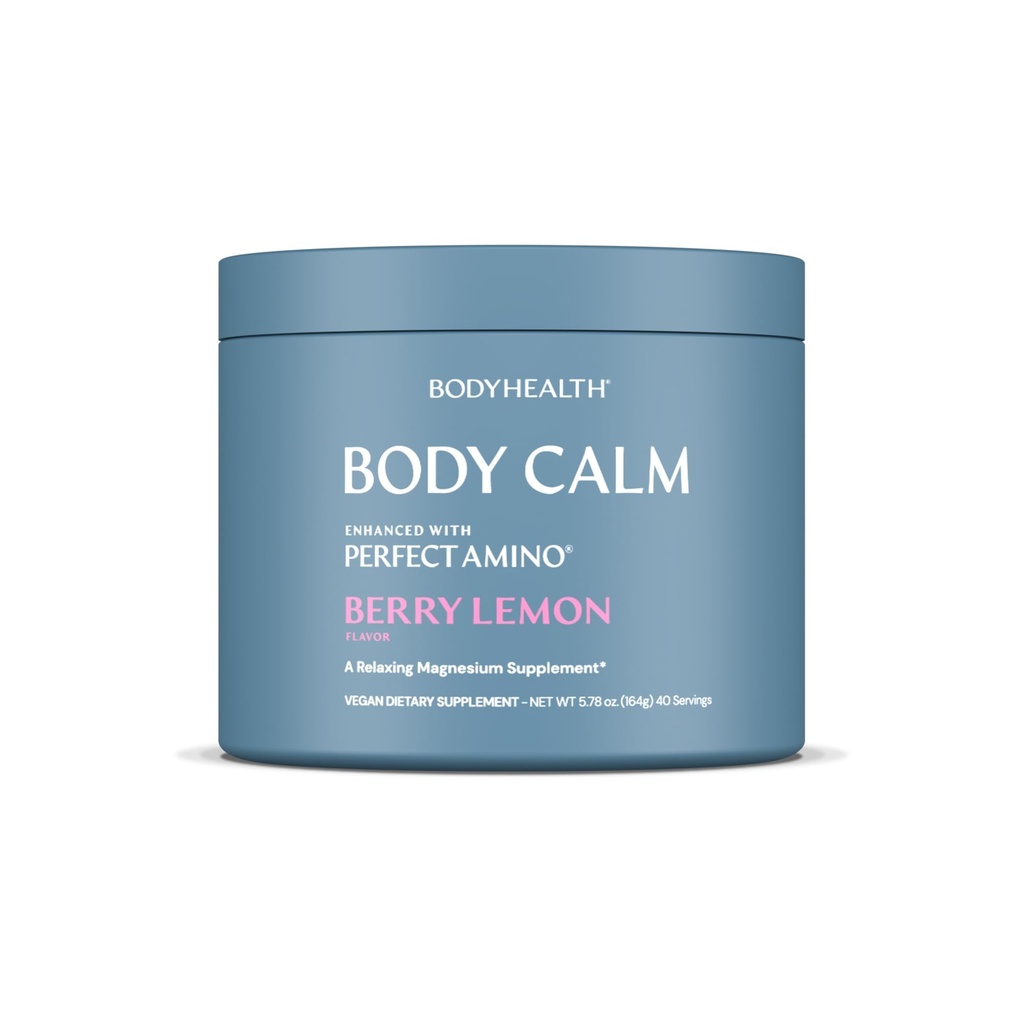 BodyHealth Body Calm Förbättrad med PerfectAmino, High Absorption Magnesium Supplement för män och kvinnor, Magnesiumpulver för sömn, Berry Lemon (40 portioner)