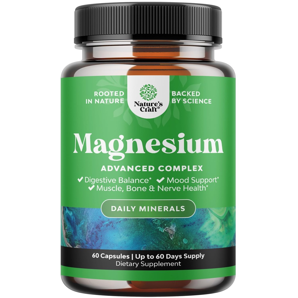 Hög Absorption Magnesium Komplex Supplement - Magnesium Oxide 500mg med Citrate 500mg för sömn och humörstöd - Rent Citrat per portion för muskelmassa och matsmältning