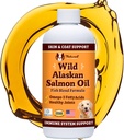 Natural Dog Company Wild Alaskan Salmon Oil Formel med Omega 3, Fish Oil för hundar Supplement, Skin & Coat Dog Oil, Itchy Relief, Immune Support för Joints & Heart, Food Topper, 8 uns.