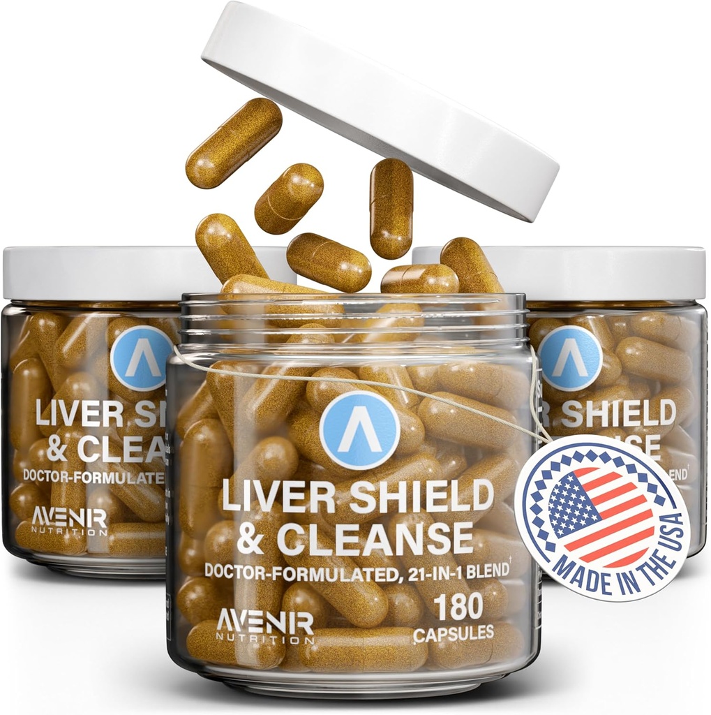 Avenir Nutrition Liver Shield & Cleanse | Herbal Liver Cleanse Detox & Repair Supplement | Milk Thistle & Artichoke Extract Supplements | Fatty Liver & Health Support | 180 kapslar för män och kvinnor