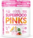 Obvi Superfood Pinks Probiotic Blend | Rik i Antioxidanter, Adaptogener, Digestive Enzyme Blend, Immune Support, Gut Health | Keto, Gluten-Free, No Sugar, 10 Billion CFU | Mango Iced Tea, 20 portioner
