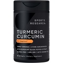 Sports Research® Turmeric Curcumin C3 Complex® w/BioPerine Black Pepper Extract & Organic Coconut Oil - Standardized 95% Curcuminoids · Non-GMO · Gluten Free - 60 Count Softgels