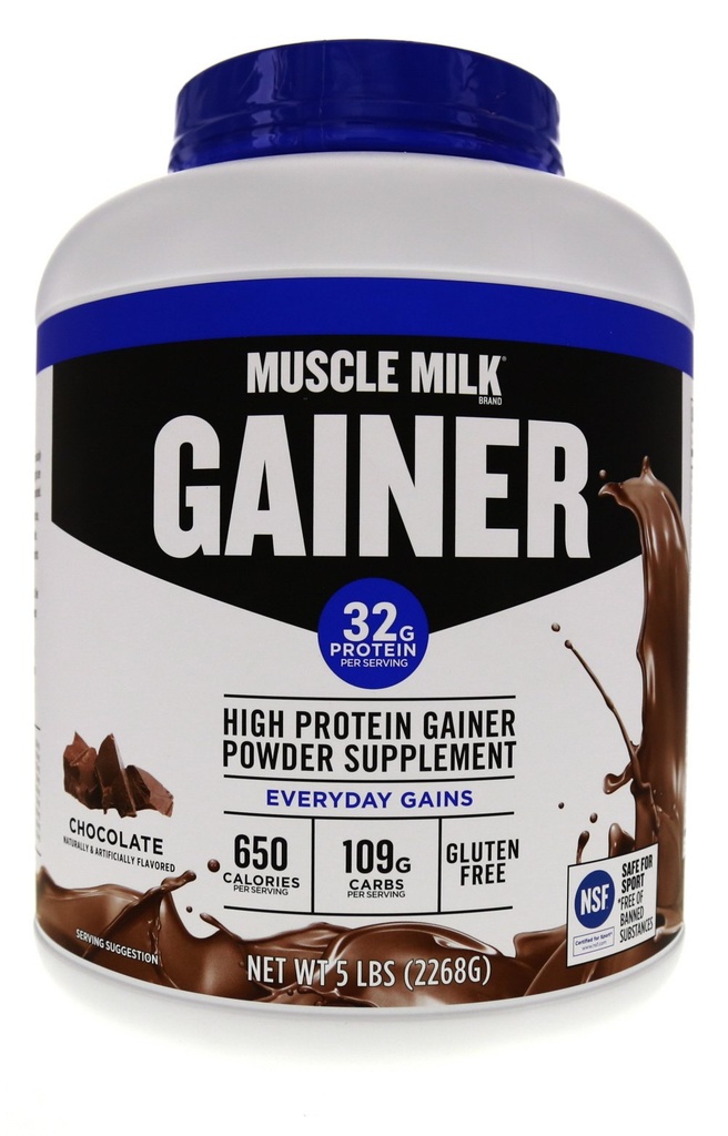 Muskelmjölk Gainer Proteinpulver, Choklad, 32g Protein, 5 pund