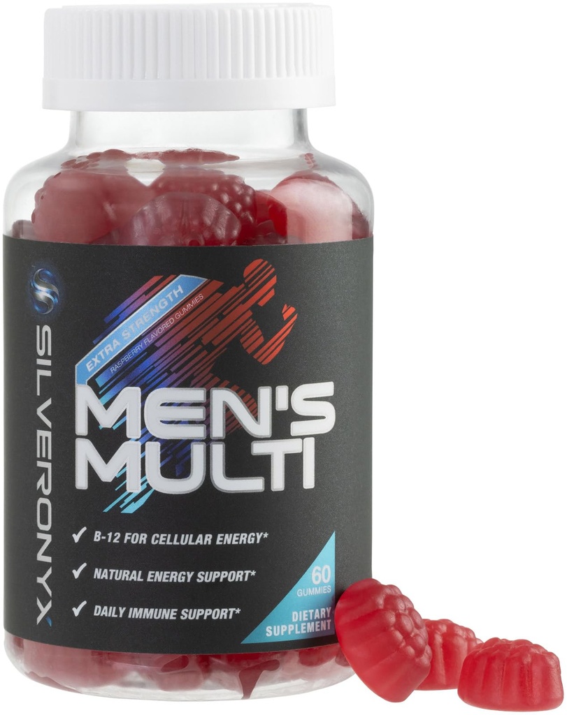 Multivitamin för män - Komplett Dagliga Mens Multivitamin Gummies med vitamin D, B Vitaminer, Zink & More - Energi, Minne, Fokus & Immunhälsa Support - 13 Vitaminer & Mineraler - 60 kapslar
