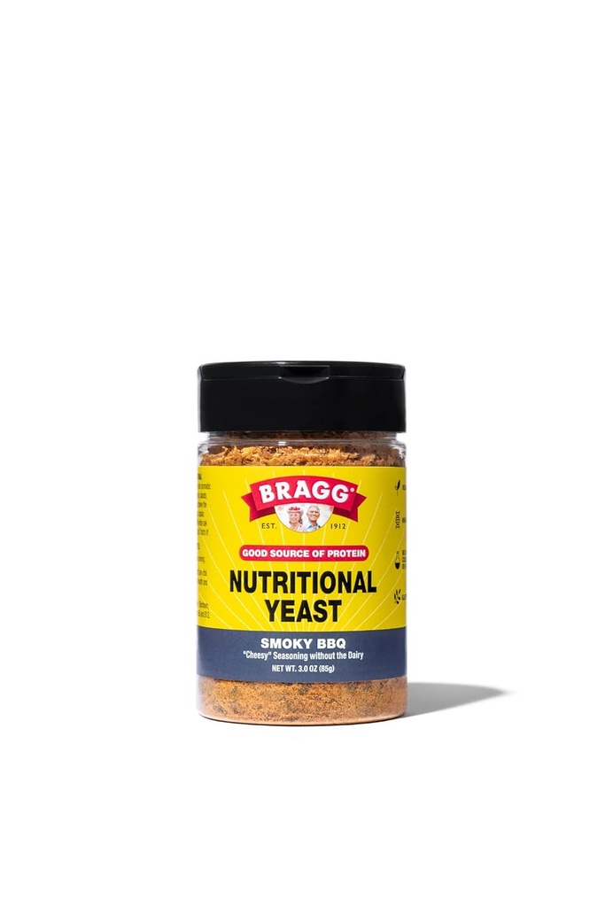 Bragg Nutritional Yeast Smoky BBQ Seasoning - 3 oz - Dairy-Free Parmesan Cheese Substitute - Perfekt för sallader, Pastas, Popcorn och mer