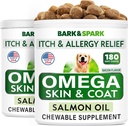 BARK & SPARK Omega 3 för hundar - 360 fiskoljebehandlingar för hundspridning, hudallergi, Itch Relief, Hot Spots Treatment - Gemensam hälsa - Hud och Coat Supplement - EPA & DHA fettsyror - Laxolja - Bacon