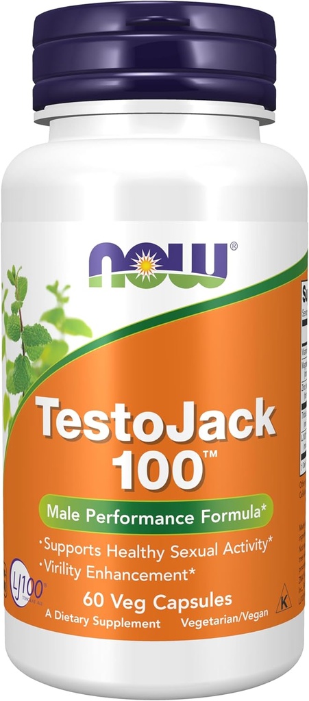 NOW Foods Supplements, TestoJackTM 100 med LJ100, ett kraftfullt standardiserat extrakt av Tongkat Ali (Eurycoma longifolia), Tribulus och ZMA®, 60 Veg Capsules