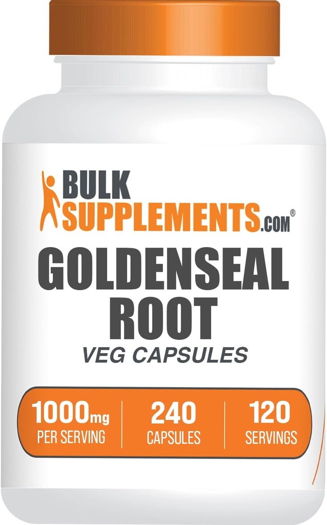 BulkSupplements.com Goldenseal Root Capsules - Herbal Supplement, Källa från Golden Seal Root - Vegan & Gluten Free, 1 kapsel per servering, 240 Veg Capsules (Pack of 1)