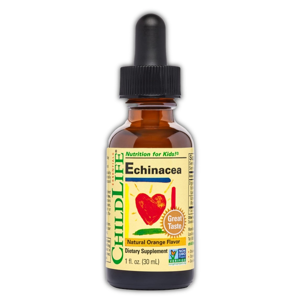 CHILDLIFE ESSENTIALS Echinacea for Kids - Kids Echinacea Drops, Liquid Tincture, Alcohol Free Supplement for Babies, Toddlers, Children - Natural Orange, 1 Fl Oz (Pack av 1)