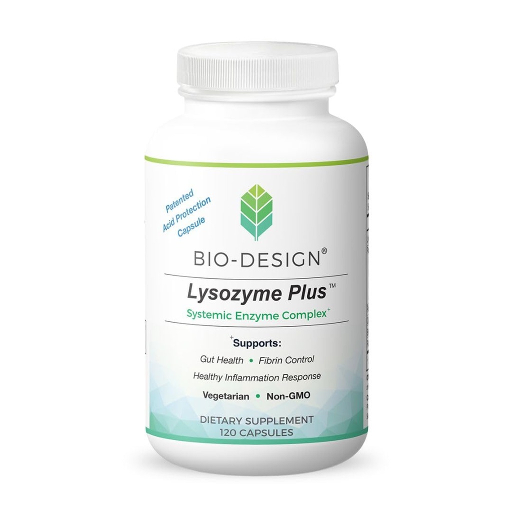 Lysozyme Plus Systemic Enzyme Complex - Bredspektrum och högaktiva vegetariska enzymer - Stöder Gut Health, Fibrin & Inflammation Control - 120 kapslar