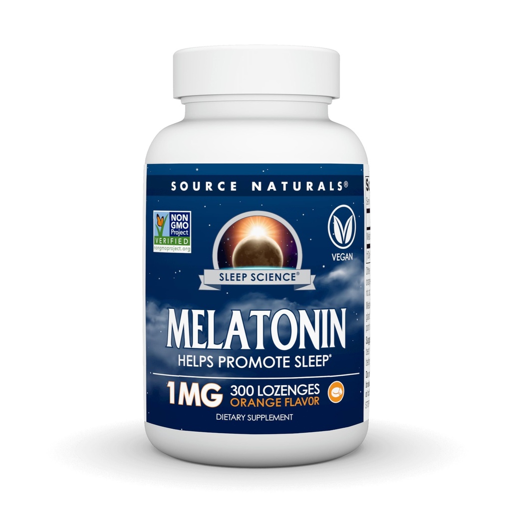 Källa Natur Sleep Science Melatonin, hjälper till att främja sömn * - 1 mg - 300 Orange smaksatta Lozenges