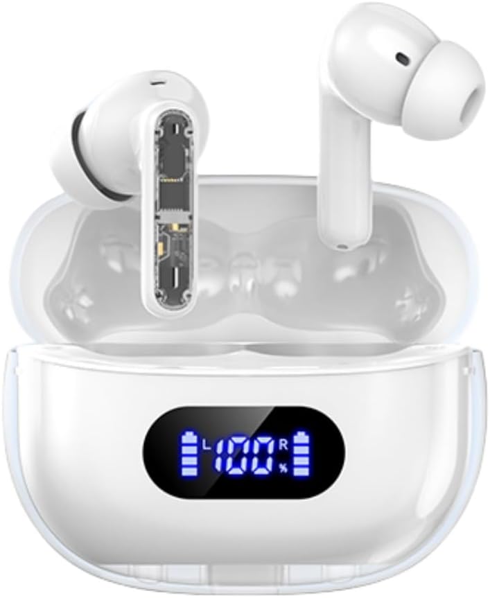 Trådlösa öronproppar P1 PRO, hörlurar Trådlösa Bluetooth-hörlurar med Clear Call Mics Ear Buds, Comfortable Fit, IPX7 Waterproof Long Battery Life, 30H Playtime för Sports Workout