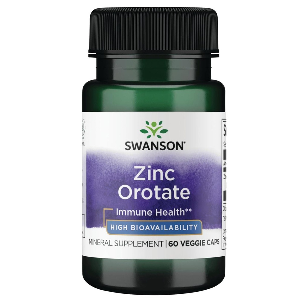 Swanson Zinc Orotate 10 Milligram Elemental Zink 60 Veg kapslar