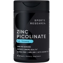 Sports Research High Potency Zink Picolinate 30mg med organisk kokosnötolja | Mycket absorberbart zinktillskott för hälsosam immun & enzymfunktion - Icke-GMO Testad & Glutenfri (90 flytande mjukglar)