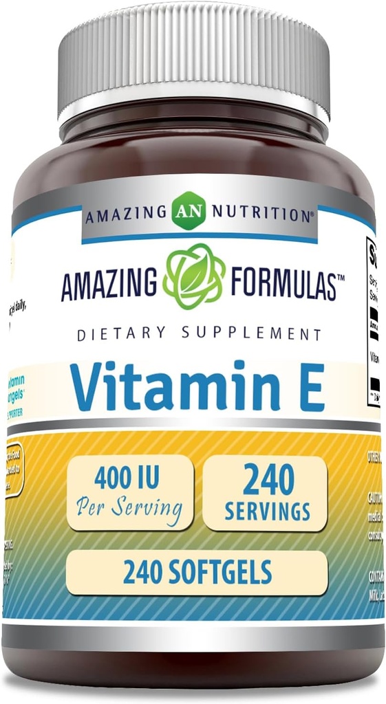 Fantastiska formler Vitamin E Supplement | 400 IE Per Serving | 240 Softgels | Non-GMO | Gluten-Free | Made in USA