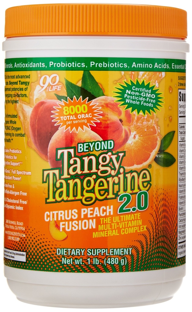 Youngevity Bortom Tangy Tangerine 2.0 Citrus Peach Fusion Multi-Vitamin & Mineral Complex - Tillverkad med naturliga och hela livsmedel | 8.000 ORAC (3 Canisters)