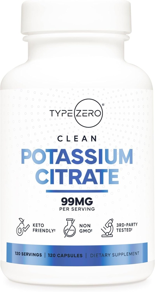 Typ noll kaliumcitrat (99mg, 120 kapslar) - Glutenfri, icke-GMO
