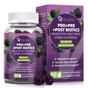 Migcopat Pre Post Probiotics Gummies, Probiotic Prebiotic Postbiotic Digestive Enzymes med Fiber, 120 miljarder CFU Probiotics Complete Gut Support, Sugar Free, Vegan, BlackBerry Flavor, 60 Cts