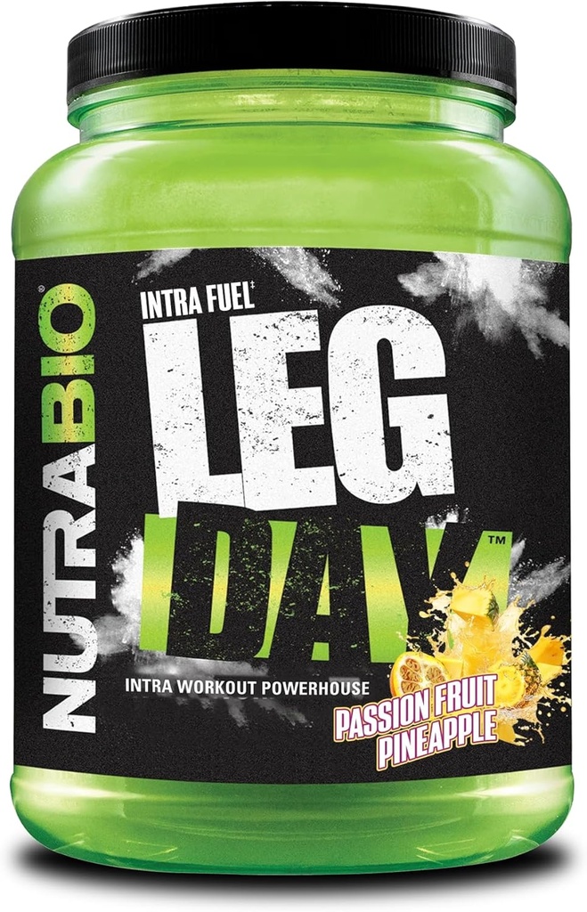 NutraBio Leg Day Intra Workout Powder - Avancerad Carb Supplement med Cluster Dextrin & Electrolytes - Carb Powder med EAAs / BCAAs - Cyclic Dextrin för Performance - Passion Fruit Pineapple,20 Servings
