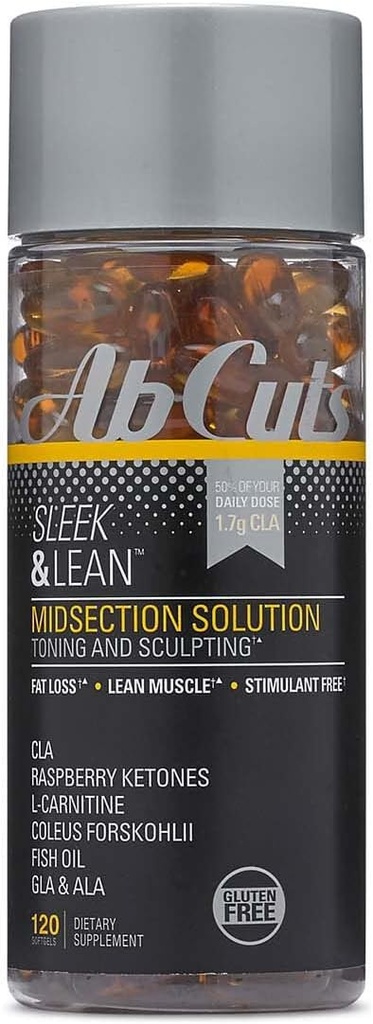 Sleek och Lean - 120 Easy-to-Swallow Softgels - CLA Supplement, Fish Oil, Flaxseed Oil, L-Carnitine - hjälper till att öka antioxidantförsörjningen