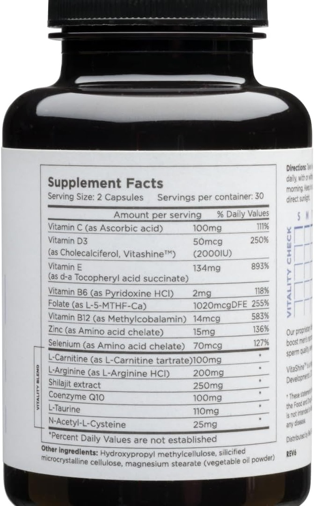 Beli Men Prenatal Multivitamin Preconception Fertility Support, Förbättrad Sperm Health, Sperm Count & Motility, Testosteron, 60 kapslar med vitamin E, B6, B12, Zink, Folate & CoQ10, 30-Day Supply