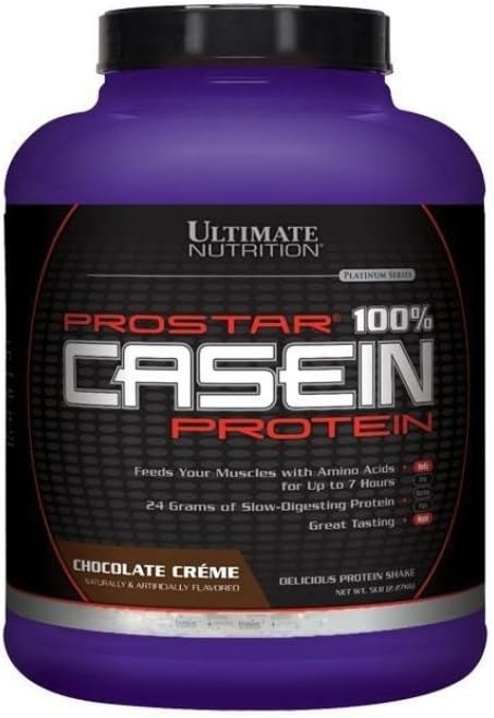 Ultimate Nutrition Prostar Micellar och Hydrolyzed Casein Protein Powder - Fett Gratis Övernattning Muskeltillväxt och Återhämtning med BCAA, 5 pund, Chocolate