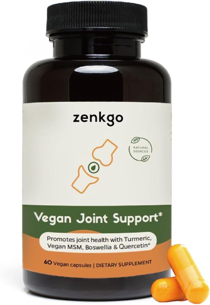 Gurkmeja, Vegan MSM, Boswellia, Quercetin - Vegan Joint Support Supplement, främjar gemensam rörlighet och flexibilitet, funktion och komfort, brosk reparation, smidig rörelse, hälsosam åldrande (60Ct / 30Day)
