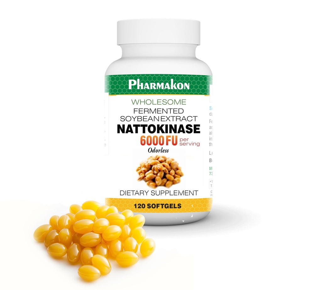 PHARMAKON Natural Nattokinase Organic Fermented Soybean Extract, 6000 FU per portion