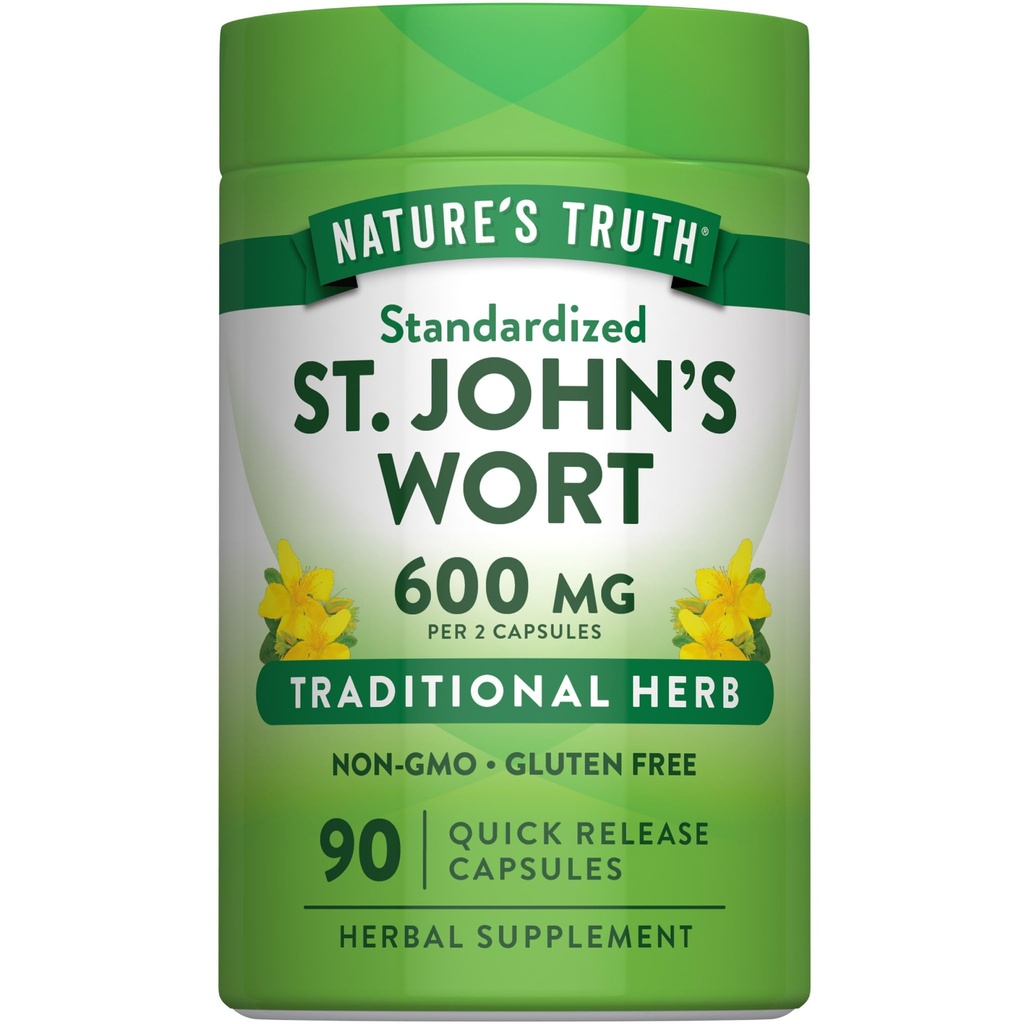 Naturens sanning St Johns Wort 600mg | 90 kapslar | Standardiserat extrakt | Non-GMO & Gluten fri tillägg