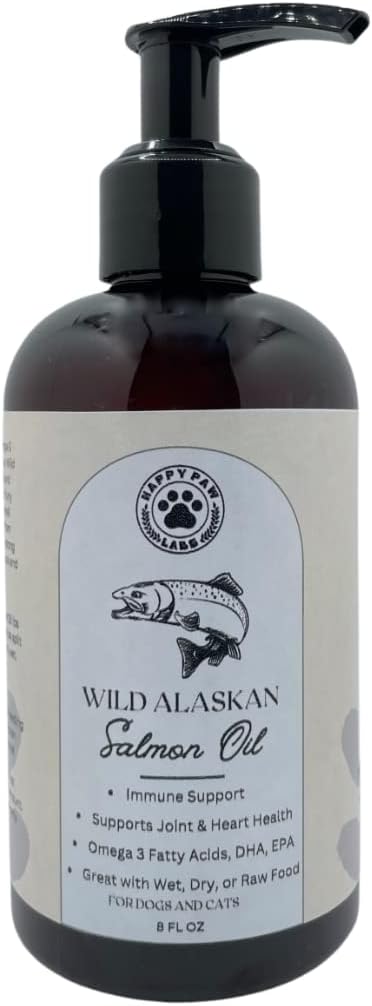 Pure Wild Alaskan Salmon Oil for Dogs & Cats - Omega 3 Skin & Coat Supplement, Natural EPA + DHA Fatty Acids for Joint Function, Brain, Immune & Heart Health (8 FL OZ)