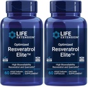 Life Extension Optimized Resveratrol Elite, Trans-resveratrol, quercetin, Healthy Aging, Heart Health, Brain Health, oxidative Stress, Gluten-Free, Non-GMO, Vegetarian, 60 Capsules, (Pack of 2)