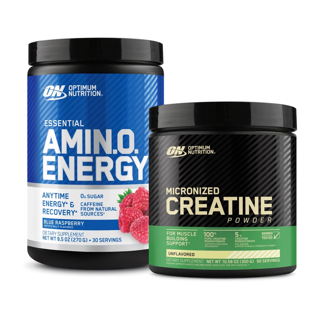 Optimum Nutrition Amino Energy - För träning med grönt te, BCAA, Aminosyror och mikroniserad kreatinmonohydratpulver, osmakad, Keto Friendly, 60 Servering