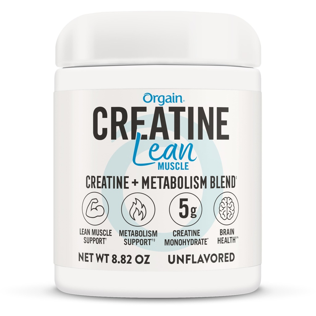 Orgain 5g Creatine Monohydrate Lean Muscle Powder, Unflavored, 8.82oz