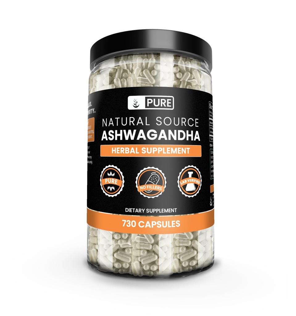 Rena originalingredienser Ashwagandha (730 kapslar) Inga magnesium eller risfiller, alltid rena, labb verifierade