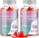 Magnesium Glycinate Gummies 1000mg - Sugar Free Magnesium Potassium Supplement med vitamin D, B6, Q10 för lugn humör och sömnstöd - 120 jordgummies