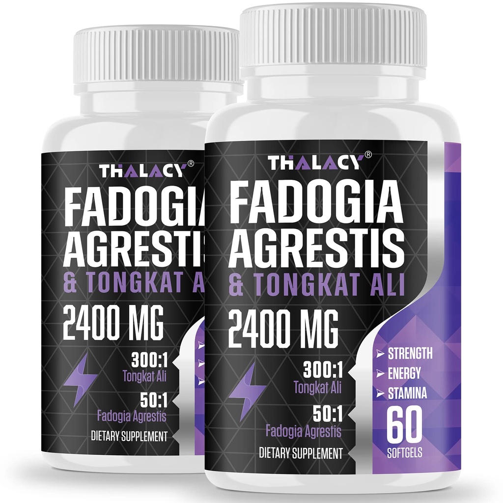 2400mg Fadogia Agrestis Tongkat Ali Supplement - Fadogia Agrestis 1400mg & Tongkat Ali 1000mg Ultra Blend, Maximum Strength, Muscle Mass & Athletic Performance, 120 Softgels