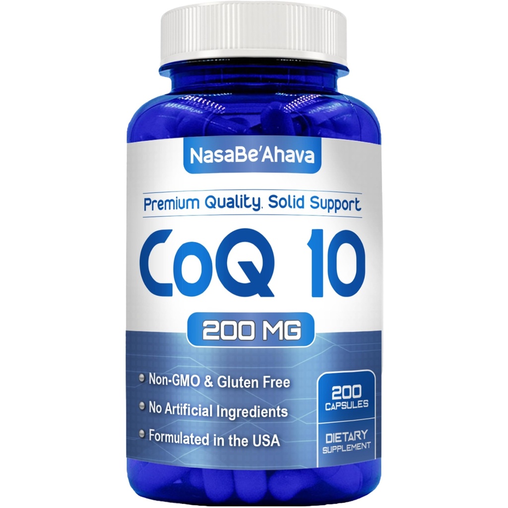 CoQ10 200mg kapslar | Vegan Friendly Coenzyme Q10 200mg från Easy Absorption Ubiquinone Supplement for Skin Heart and Energy Support | Made in the USA in cGMP Facilities (200 portioner)