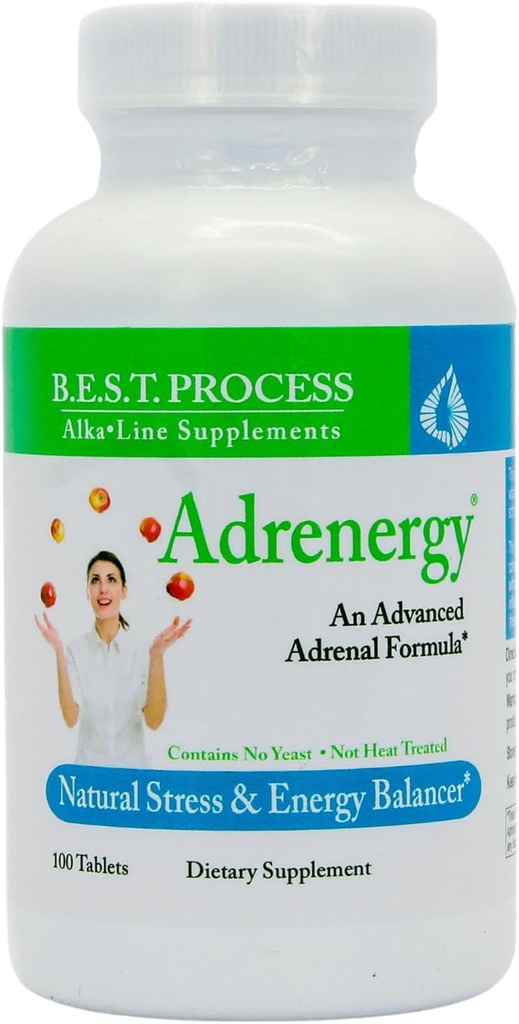 Adrenergi (12 Pack) Bästa processen Alkalisk - Naturligt Adrenal Support med Adrenal Gland Extract, Adaptogens, Vitaminer & Minerals
