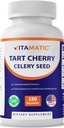 Vitamatic Tart Cherry 20X Extract med Celery Seed 10X koncentrerade extrakt - - 180 Veg Capsules - Vegetarian, icke-GMO och Gluten Free