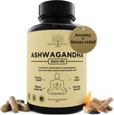 Organisk Ashwagandha Root & Irish Sea Moss - 3 600 mg Ashwagandha Supplement med Black Seed Oil, & Burdock Root - Herbal Supplement for Energy, Stress Relief, Extra Strength, 60 Caps