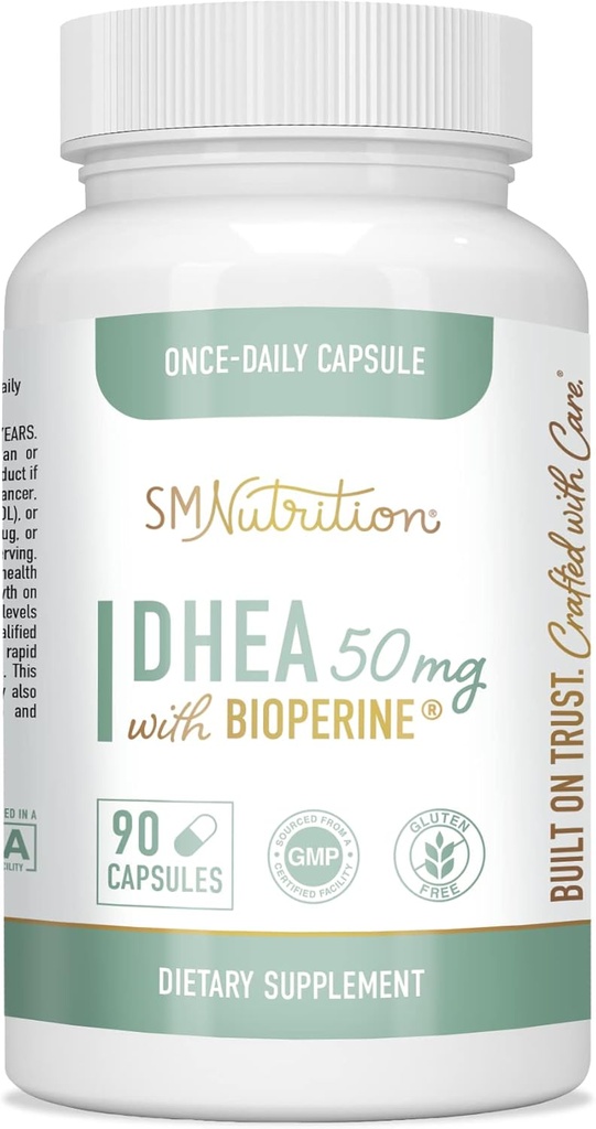 DHEA 50mg | Stöd Hormonbalans och energi | 3-månaders leverans | Hälsosam åldrande Support Supplement för kvinnor och män | Glutenfri, vegetarisk, icke-GMO, Tredjepartstestad | 90 kapslar Per flaska