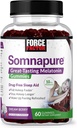 FORCE FACTOR Somnapure Gummies med Melatonin 10 mg för vuxna, Non-Habit-Forming, naturlig sömnhjälp för djup sömn, sova längre, vakna upp förfriskad, drömbär smak, 60 greve 1)