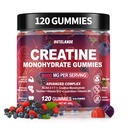 Kreatinmonohydrat Gummies 8000 mg för Män & Kvinnor, Kreatintillskott för förbättrad muskeltillväxt, energiökning - med L-Taurin, Sugar Free, Vegan, Raspberry BlackBerry Blueberry Flavor-120 Count