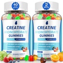 Kreatin Gummies för män och kvinnor - Kreatinmonohydrat Gummies 5g, Muscle Builder, Energy Boost & Pre-Workout Supplement, Low Sugar Taurine Chewable Gummy 2 Pack