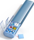 Vaydeer 7 Day Weekly Pill Organizer (Support 2 Times a Day), Metal Travel Pill Case, Large Capacity Daily Cute Pill Box för tillägg, piller, vitaminer och medicinering (Blå)