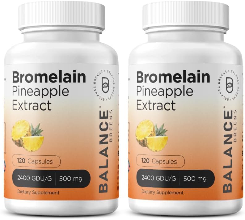 Balancebreens Bromelain 500mg, 120 kapslar - Pineapple Extract Digestive Enzyme, stöder matsmältning och gemensamma hälsotillskott