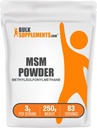 BulkSupplements.com MSM Powder - Methylsulfonylmetan, MSM Supplement, Nutritional Supplement - Gluten Free, 3g per Servering, 250g (8,8 oz) (Pack av 1)